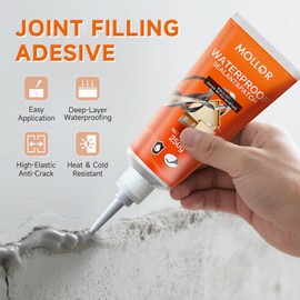 Mollor Concrete Crack Filler, Heavy-Duty Cement Crack Filler, Self Leveling Concrete Sealer for Driveway, Walkway, Patio, Waterproof Outdoor Caulking Glue, Grey, 8.8 Floz