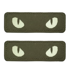 LINXGR Cat Eyes Patches Tactical Morale Patches Hook & Loop Fasten Tactical Emblem for Vests Backpacks Hats Laser-cut Outdoor Badge Glow-in-the-Dark Accessories (Ranger Green2)