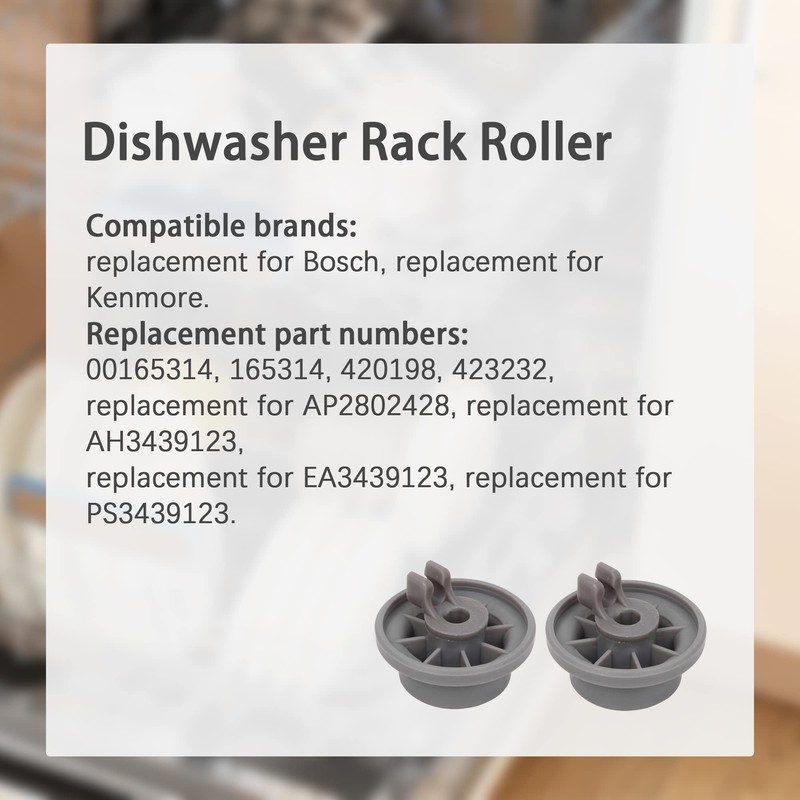 Upper Dishwasher Roller Wheels Lower Rack Wheels Replacement for Bosch