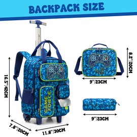 Meetbelify Kids Rolling Backpack with Wheels for Elementary Preschool Students Boys Travel Luggage Carry on Backpack for Boys Ages 6-8