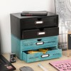PACKGILO Wooden Storage Box Rustic Desktop Organizer with 2 Drawers