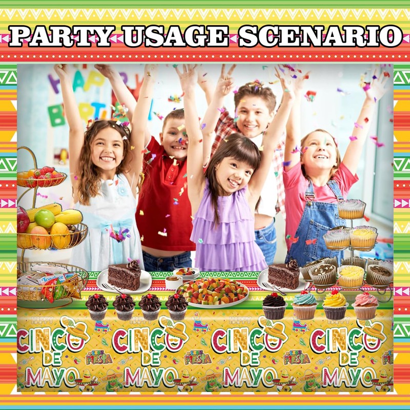 PARSUP 2PCS Cinco de Mayo Disposable Tablecloth Party Supplies, 108