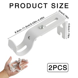 Pack of 2, adjustable metal curtain rod brackets, wall mounting for curtain rods with a diameter of 20 mm to 25 mm, robust and rust-proof, for living room and kitchen (white)