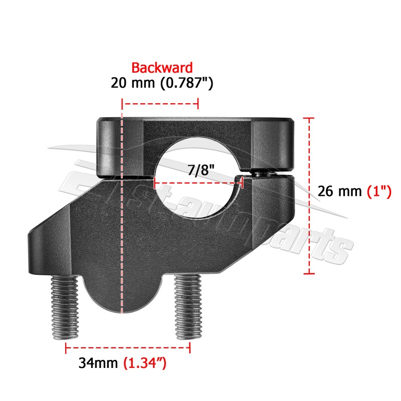 21ST Pullback Handlebar Bar Riser Clamp Kit 7/8" for MX