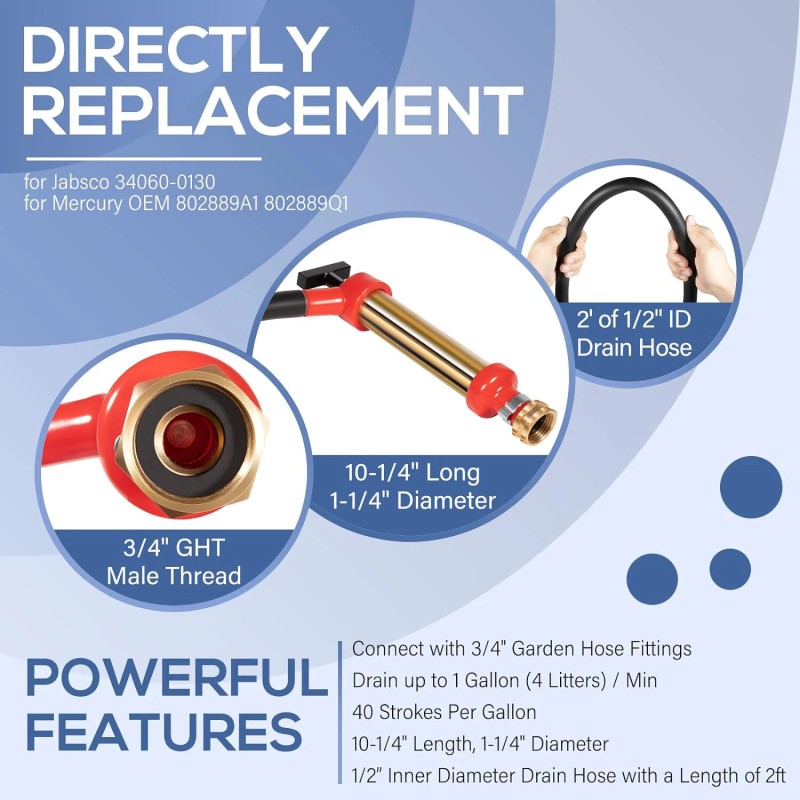 VMSHOP 34060-0130 Universal Marine Engine Oil Drain Hand Pump for