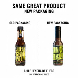 Hot Sauce | Chile Lengua de Fuego (Pack of 3, Son of Beach!) - 10/10 Heat Challenge Sauce, Insanely Hot, Gourmet Latin-American Fire, Small-Batch Trio