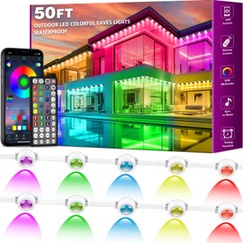 50FT Permanent Outdoor Lights,RGB Eaves Lights with App Control Remote,DIY Scene Modes IP67 Waterproof Outdoor Under Eave Lighting,Outdoor Lights for Outdoor Decor,Garden Decor,House,Party,Holiday