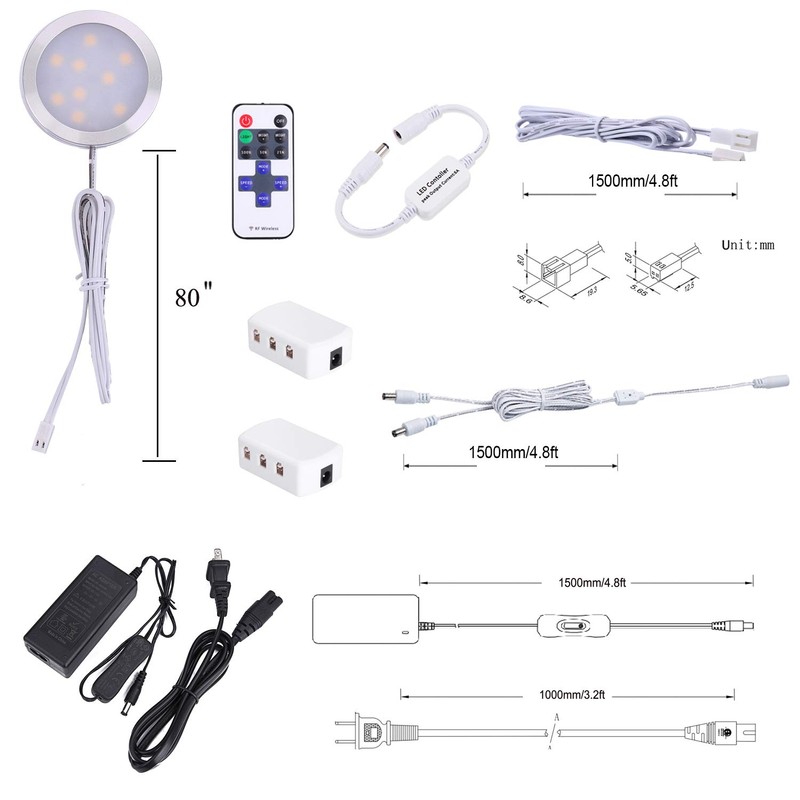 AIBOO Under Cabinet Lighting Kit, Plug in LED Puck Lights