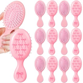 Skylety 12 Pcs Pink Coquette Hair Brush Coquette Bow Hair Brush Bulk Travel Detangling Massage Scalp Comb for Women Gifts Trendy Stuff Party Favors
