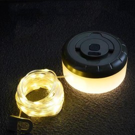 Camping String Lights, 2 in 1 Quick Storage 32.8FT Rechargeable Tent Lights String with 8 Lighting Modes, Hanging Waterproof Portable LED Lamp for Bedroom Yard Decor Christmas Camping Essentials - Color: YD2314 warm light