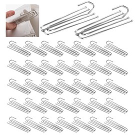 NICKLIN 35 Pcs Metal Curtain Hooks,Stainless Steel Pinch Pleat Curtain Hooks Four-Claw Durable Rust-Proof Heavy Duty for Window Door Bathroom Thick (Silver)
