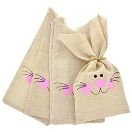 Easter Treat Sacks Bags Cloth with Burlap Drawstring | 24 Pieces 4" X 6" | Holds Sweet Goodies Candy Cookies Chocolate Small Toys Eggs | Kids DIY Project Basket Party Favor Hunt Stuffer (Brown)