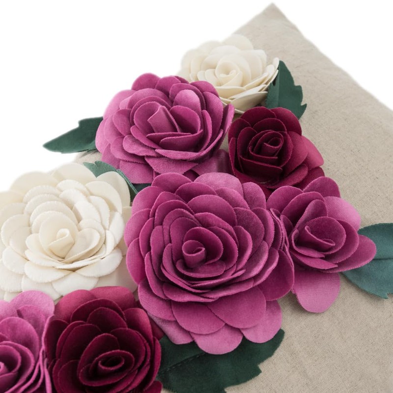 KINGROSE 3D Flower Accent Throw Pillow Cover Handmade Pillow Case