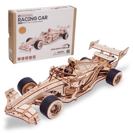 ROBOTIME ROBOTIME 3D Puzzles for Adults, 1:18 Scale Wooden Formula Racing Car LK505, Wood Mechanical Model Car Kits to Build, Cool Crafts for Teens & Adults Project Kits Model Building Set