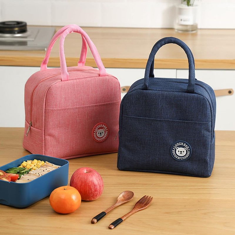 Tongke Insulated Lunch Bag, Portable Thermos Lunch Box Carrier, Double-Layered