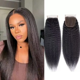 Kinky Straight HD Lace Closure 9x6 2x6 5x5 6x6 7x7 4x4 Closure Burmese Curly Burmese Curly Frontal 13*6 13x4 hd Lace Frontal Wigstyle: HD lace 5x5, color: kinky straight, Stretched Length: 14 Inches