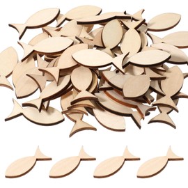 50 PCS Wooden Fish Cut Outs, Unfinished Wood Fish Cutouts Blank Wooden Fishes for Crafts Mini Sea Animal Shape Wood Slices Pieces for DIY Embellishment Painting Summer Ocean Nautical Theme Decoration