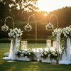 Heavy Duty Half Wedding Arch Stand Versatile Adjustable 5.6-7.6FT Hook