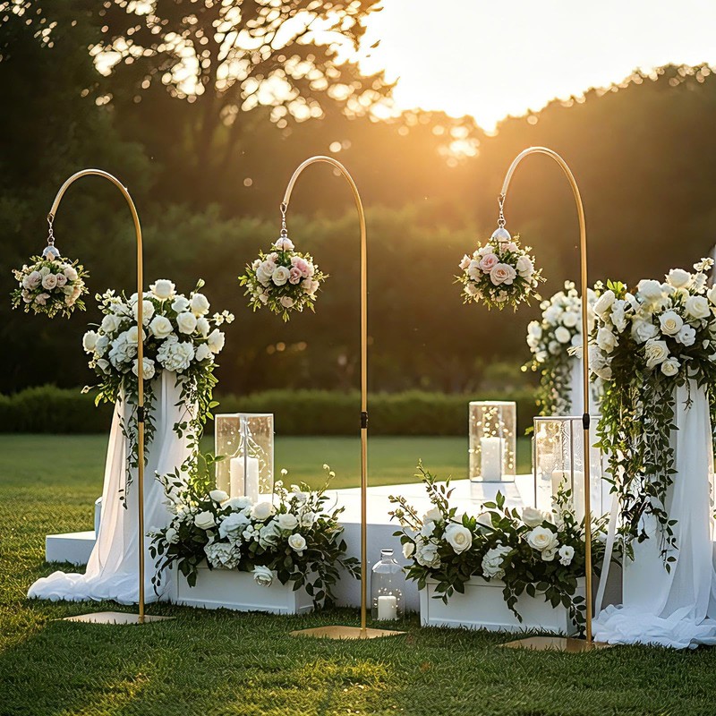 Heavy Duty Half Wedding Arch Stand Versatile Adjustable 5.6-7.6FT Hook