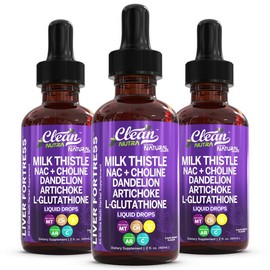 Clean Nutra Liver Fortress | Milk Thistle NAC Liver Cleanse Detox & Repair Supplement Liver Support Liquid Drops | Dandelion Extract, Artichoke, Chanca Piedra:_3 Bottles