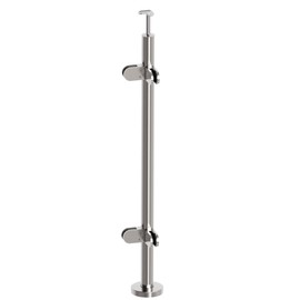 LIUCHONGYANG99 Glass Stair Railing Post System Stainless Steel 304 Staircase Handrail Balusters with Glass Clamp and Rubbers, Silver Metal Balustrade 110cm Suitable for Stairs, Terraces, Gardens