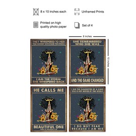 She Remembered Who She Was and the Game Changed - African American Women Inspirational Wall Art Decor - Religious Christian Encouragement Gifts - Motivational Positive Quotes - Afro Black Woman, Girls