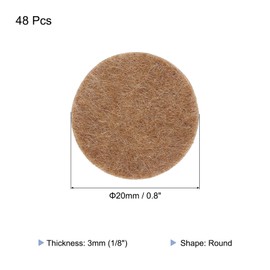 MECCANIXITY 48pcs Felt Furniture Pads, 1 Inch Round Small Felt Chair Leg Floor Protectors Prevent Scratches for Furniture Hard Floor, Khaki