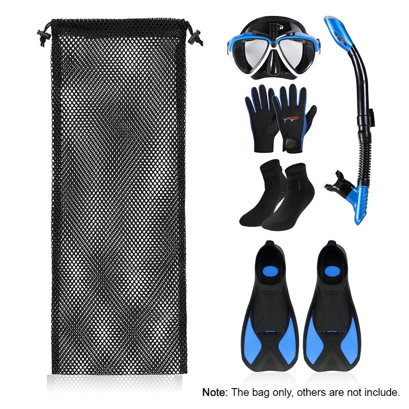 Diving Fin Mesh Bag, Snorkeling Accessories Bag with Drawstring Closure
