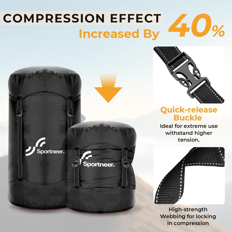 Sportneer Nylon Compression Stuff Sack for Sleeping Bag, Sleeping Bag