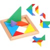 Wooden Tangrams Puzzles, 28 Pieces Tangram Puzzle Book Set Toy