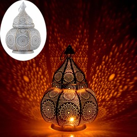 Marrakech Lamp and Lantern in One Metal 30 cm Large Table Lamp Lantern Lamisa White Oriental Decoration