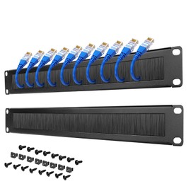 Tecmojo 1U Rack Mount Cable Management Panel with Brush,Rack Brush Panel for 19 inch Server Rack or Network Cabinet,Black,2 Pack