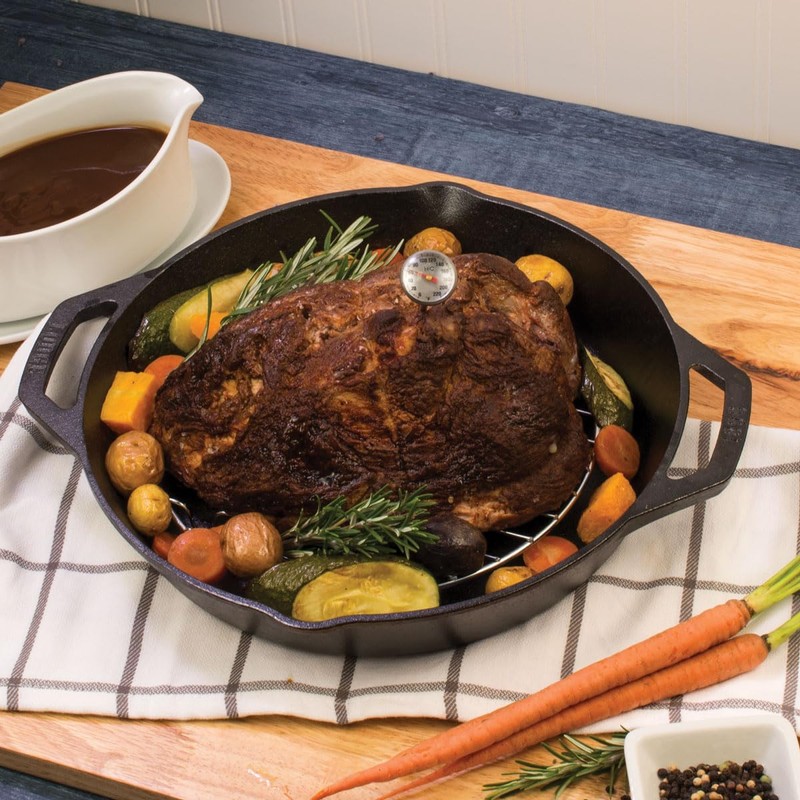 HIC Kitchen Roasting Instant-Read Meat Thermometer, Stainless Steel, Shatterproof Face,
