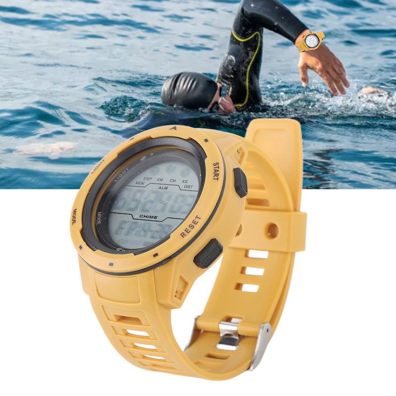 Men Sport Digital Chronograph Rubber Strap Watch Waterproof Outdoor Sporty