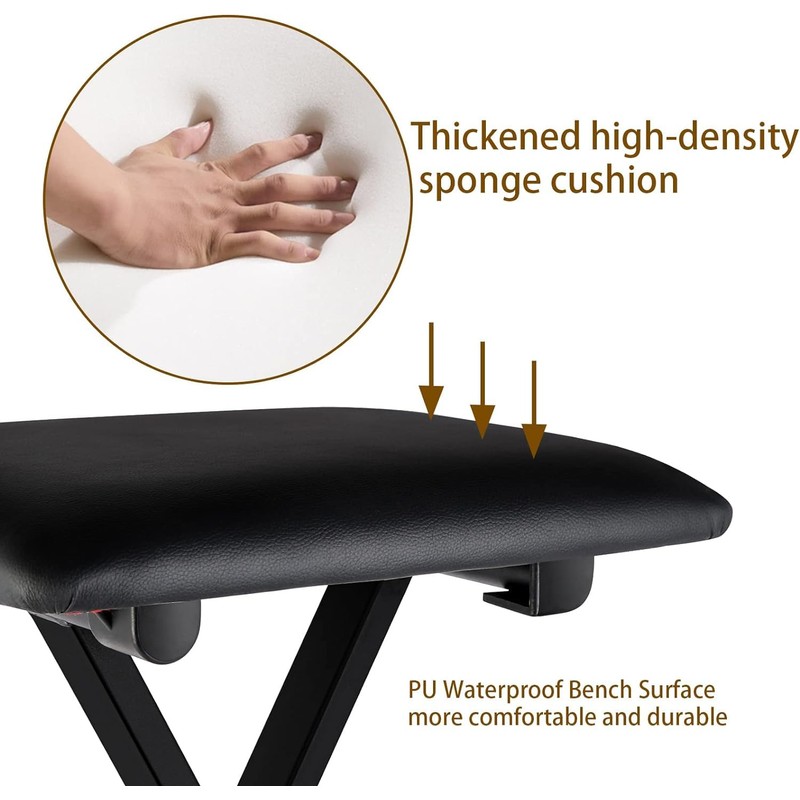 GLEAM Keyboard Bench - Digital Piano Bench Padded X Style