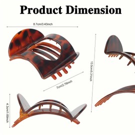 MOTIBACK 6 Pcs Flat Claw Clips for Thick Hair, Strong Grip Hair Clips for Women, Curved Design Hair Claw Clips for Thin to Thick Hair, Stylish Hair Accessories for Women and Girls