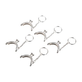 Mtsooning 5PCS Arch Purse Frame, Silver Kiss Clasp Lock, Coin Bag Metal Frame with Key Ring for DIY Craft Bag Handle Sewing 5x4cm