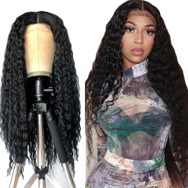 71 cm Kinky Curly Human Hair Wig, 4 x 1 Lace Front Wig, Straight Real Hair Wig for Women, Black Wigs, 100% Brazilian Real Hair Wigs with Baby Hair, 150% Density
