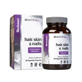 Bluebonnet Nutrition Beautiful Ally Hair, Skin & Nails, Hydrolyzed Collagen from Grass Fed Cows, Collagen Peptides Type 1 & 3, Non GMO, Gluten Free, Soy Free, Milk Free, 60 Vegetable Capsules