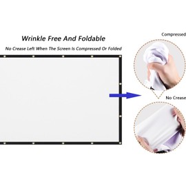 MOIZ 120 inch Projector Screen 16:9 Foldable Anti-Crease Portable Projector Movies Screens for Home Theater Outdoor Indoor Support Double Sided Projection
