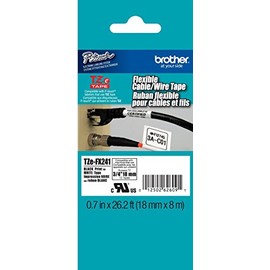 2/Pack Genuine Brother 3/4" (18mm) Black on White Flexible Cable/Wire TZe P-Touch Tape for Brother PT-D600, PTD600 Label Maker
