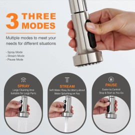 TIORIY with 15 Adapters Pull Down Kitchen Sink Faucet Head Replacement, 3 Fun...