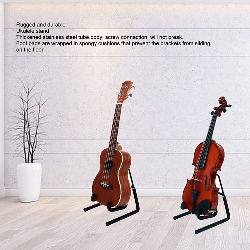 Ukulele Stand Stainless Steel Metal Support Sponge Pad Multifunctional Folding