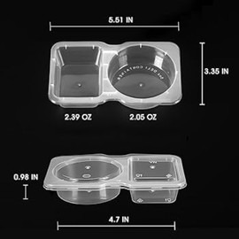 JOLAFUNBS 8 Set Double Compartment Snack Pot Reusable Snack Containers with Lids Lunchables Container, Portable Reusable Sauce Container Travel Snack Box Double Compartment Condiment Container