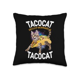 Tacocat Spelled Backward Shirt Cinco de Mayo Cat Taco Lover Throw Pillow