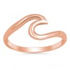 Rose Gold-Tone Wave Statement Fashion Ring .925 Sterling Silver Band