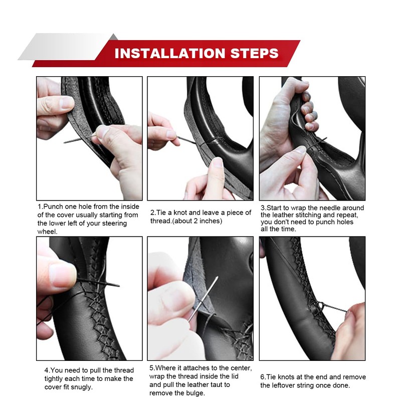 ZIMISI Genuine Leather Steering Wheel Cover, DIY Sewing Steering Wheel
