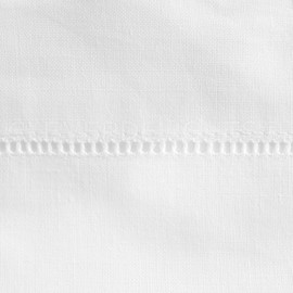 CleverDelights White Hemstitch Square Tablecloth - 60 x 60 Inch - 55/45 Linen Cotton Blend