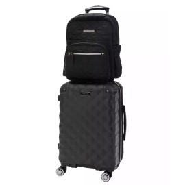 Kenneth Diamond Lattice 2pc Carry On Luggage Set Spinner Lightweight Hardside Backpack Matching 15 Inch Laptop Casecolor: Black, size: one-size