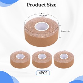 4 Rolls Face Lifting Tape 2.5 cm x 5 m, Elastic Tape as Face Tape Lifting Face for Optical Tightening, Skin-Coloured Wrinkle Plaster for Contouring Face and Neck for Women